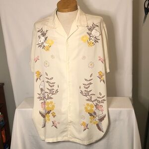 Peanuts Cream and Yellow Floral Button Down Shirt